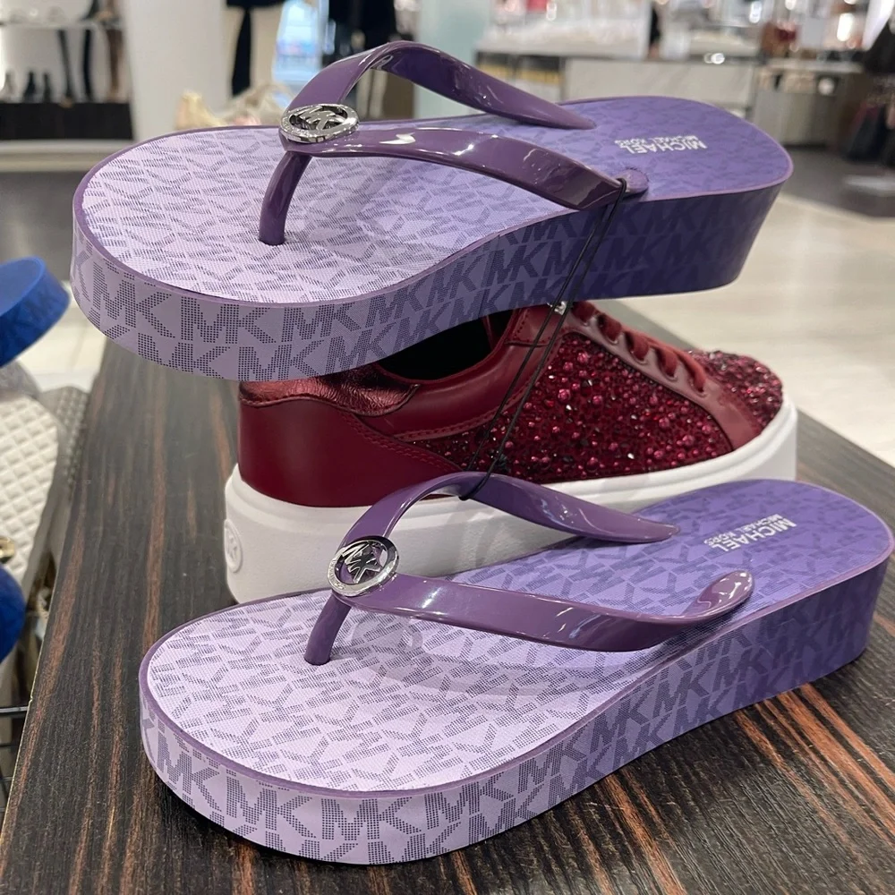 Michael Kors BEDFORD FLIP FLOP PVC/OMBRE MK SIG 49R6BDFA1Q Dark Purple Platform